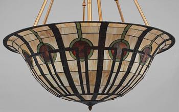 TAKLAMPA, Tiffanystil, 1900-talets andra hälft, höjd 120 cm.