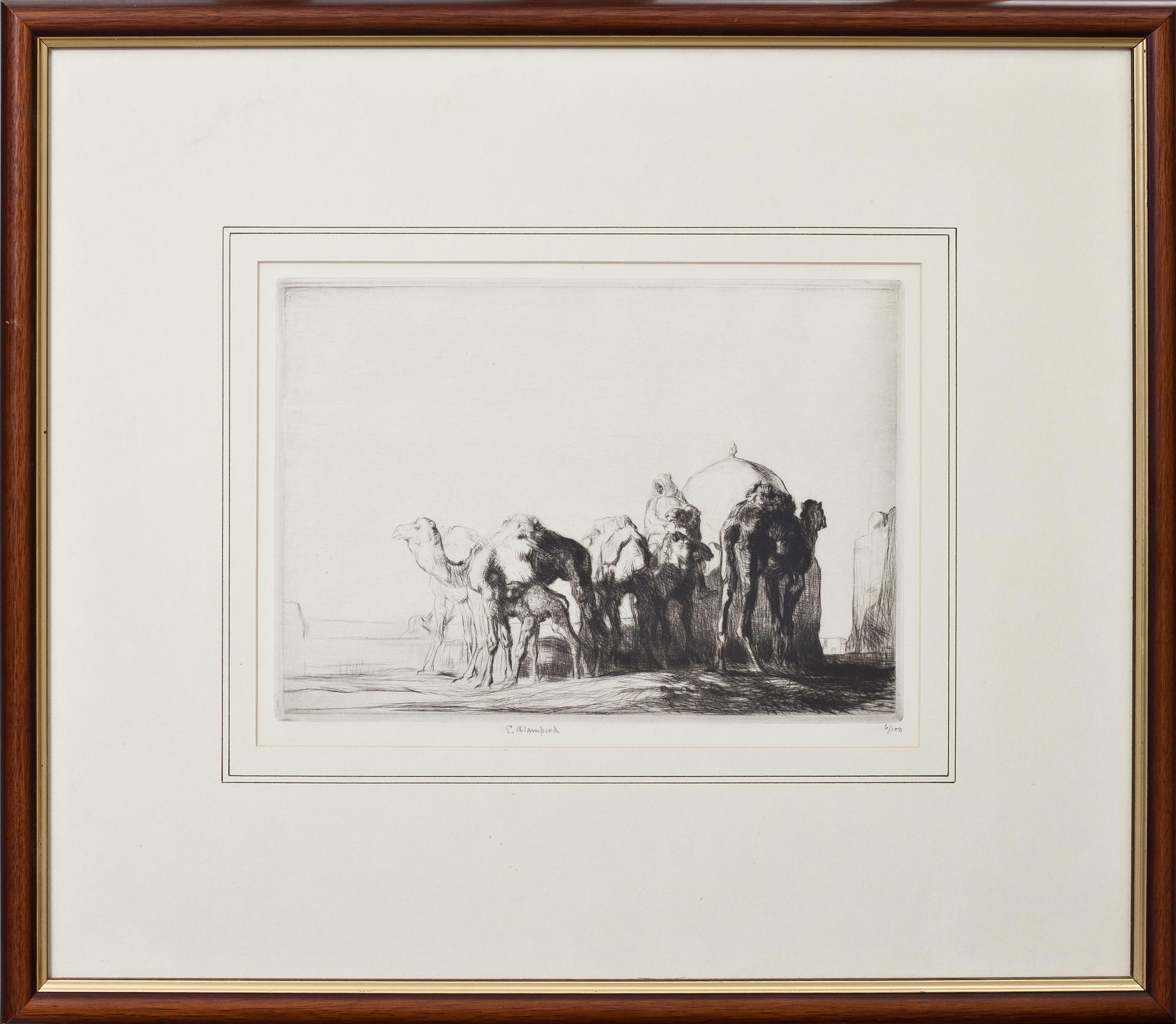 EDMUND BLAMPIED, torrnålsgravyr, signerad och numrerad 6/100.