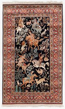 A Kashmir silk rug, c. 168 × 102 cm.