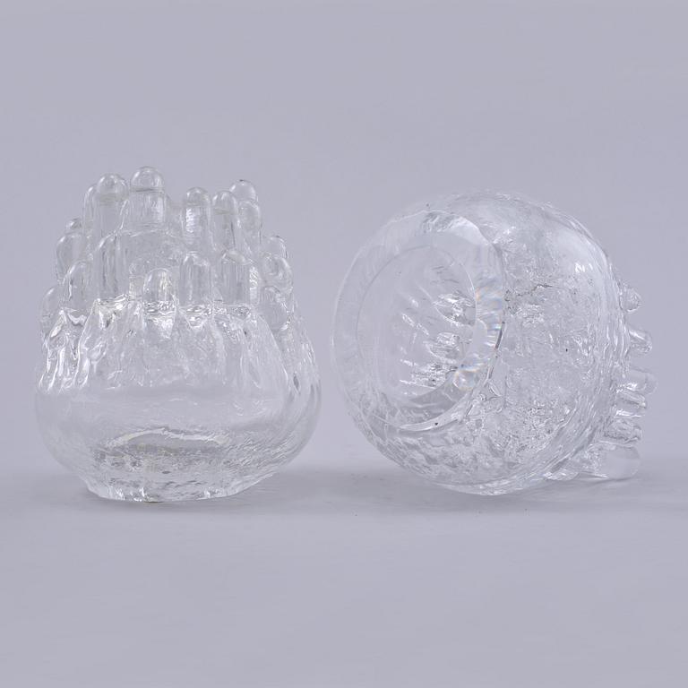 LJUSLYKTOR, ett par, glas, Göran Wärff, Kosta, signerade, 1900-talets andra hälft.