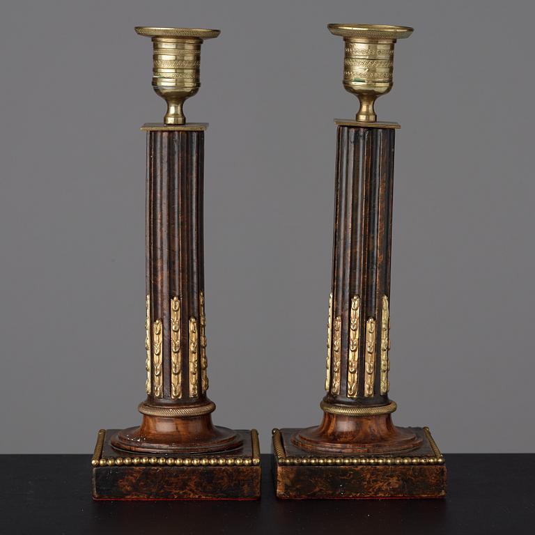 A pair of late Gustavian late 18th century candlesticks.