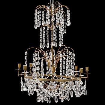 A Gustavian-style eight light chandelier, 20th ct, some parts older.