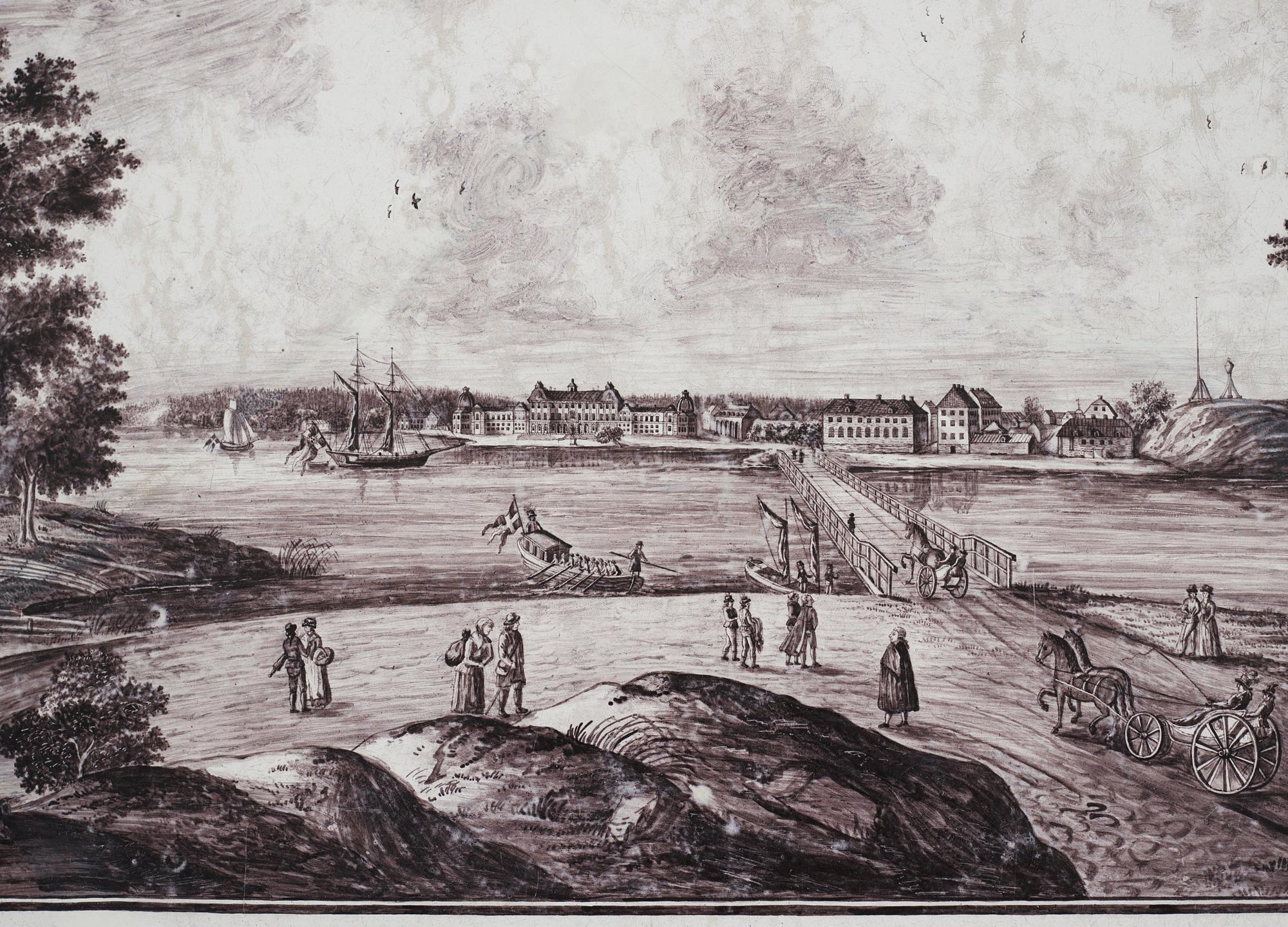 TEBORD, med fajansbricka, 1700-talets slut,  Sengustavianskt.