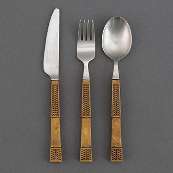 Pentti Sarpaneva, 24 pcs bronze and stainless steel flatware.