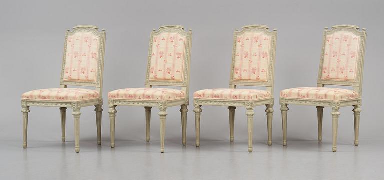 A set of four late-Gustavian chairs, Stockholm, late 18th century.