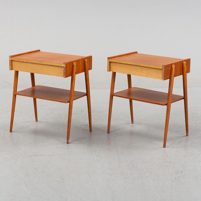 A pair of teak veneered bedside tables, AB Carlström & Co Möbelfabrik, 1960's.