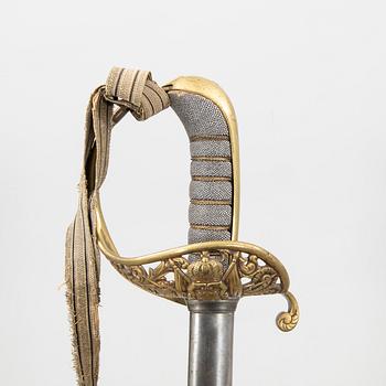 A Swedish officer's sabre, 1860s, with scabbard.