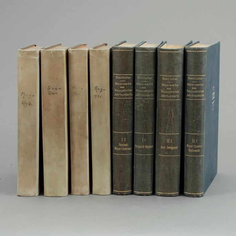 BÖCKER, 8 stycken, "Malerwerke des neunzehnten jahrhunderts", av Friedrich von Boetticher.