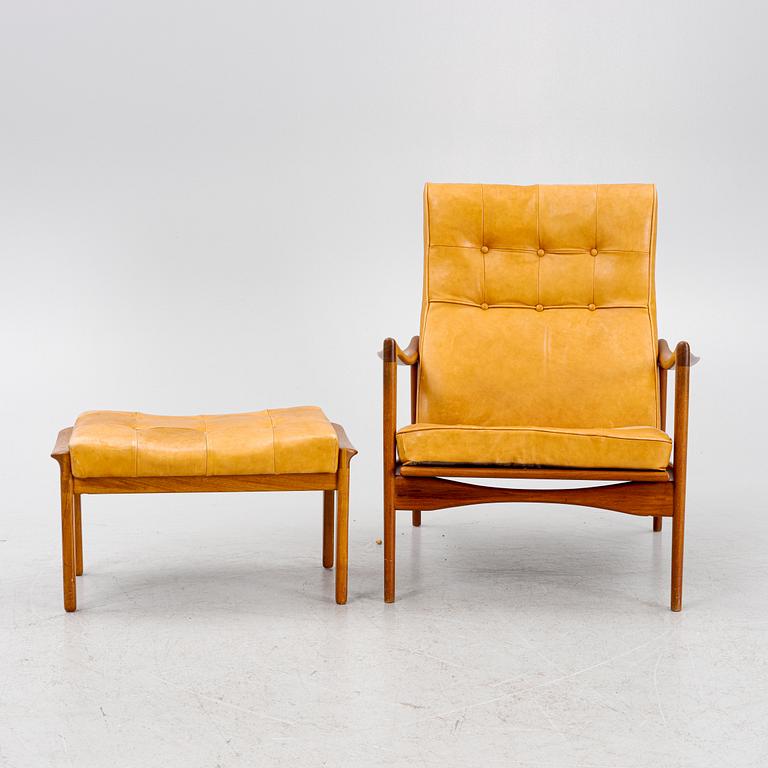 Ib Kofod Larsen, armchair, "Örenäs", Olof Perssons Fåtöljindustri (OPE), Jönköping, footstool by Bröderna Andersson, 1960s.