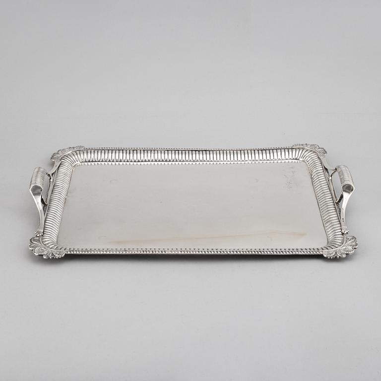 A Russian 19th century silver tray, mark of Gustav Lindroos, Moscow 1826.