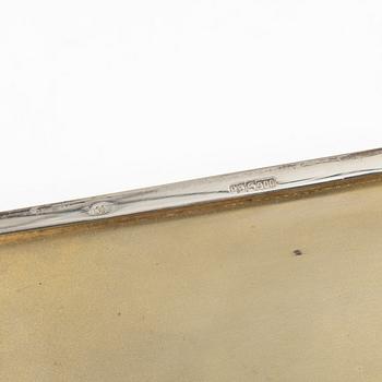 Two cigarette cases and a snuffbox, silver, Sweden and Swedish import marks respectively.
