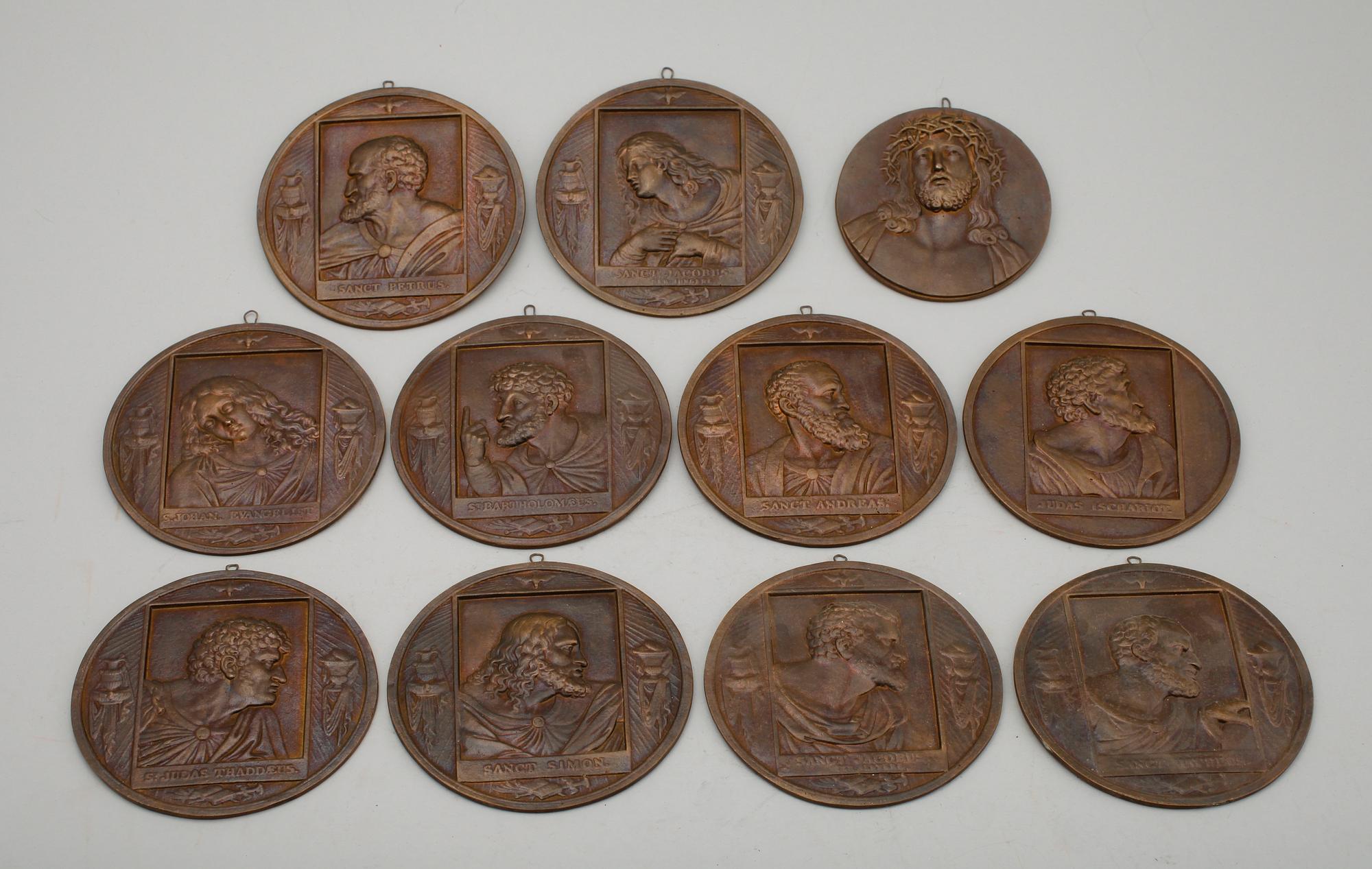 VÄGGRELIEFER, 11 st, brons, 1800-/1900-tal.