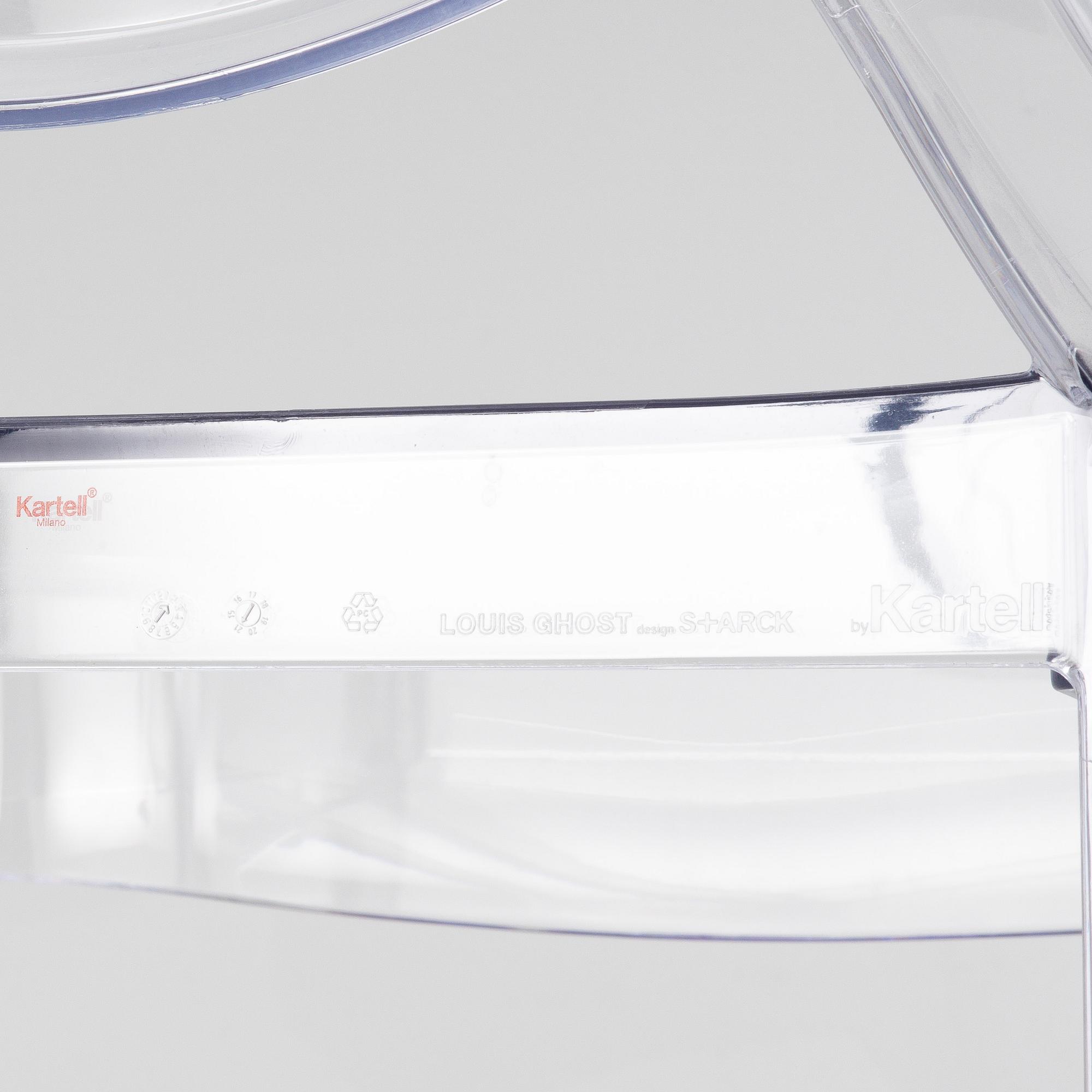 Philippe Starck, karmstolar, 4 st , "Louis Ghost", Kartell.