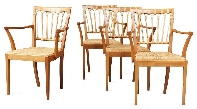 Four Josef Frank chairs, Firma Svenskt Tenn, model 1165.