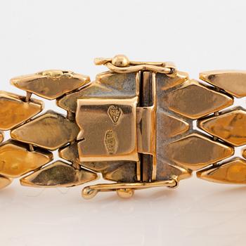 Armband, 18K guld, matta länkar, Italien.