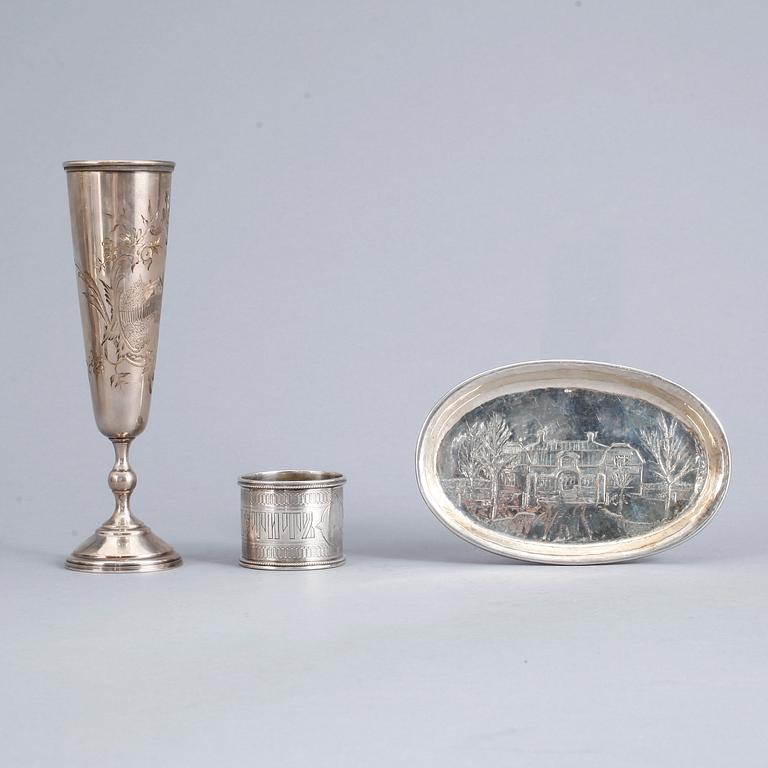 PARTI SILVER, 3 delar, Ryssland/Danmark, omkr sekelskiftet 1900. Vikt 238 gram.