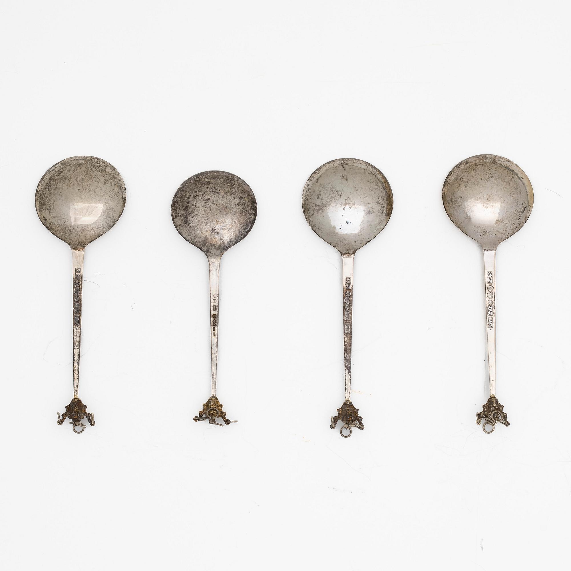 Guldsmed S Petersson i Söderhamn Ab, skedar, 3+1 st, sterlingsilver, Bollnäs, bl a 1989.