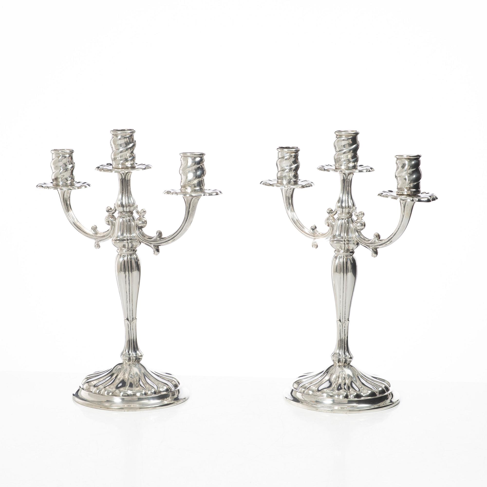 Candelabras, a pair, silver, 20th century.