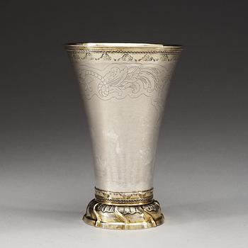 A Swedish parcel gilt beaker, makers mark of Carl Johan Bask, Södertälje 1779.