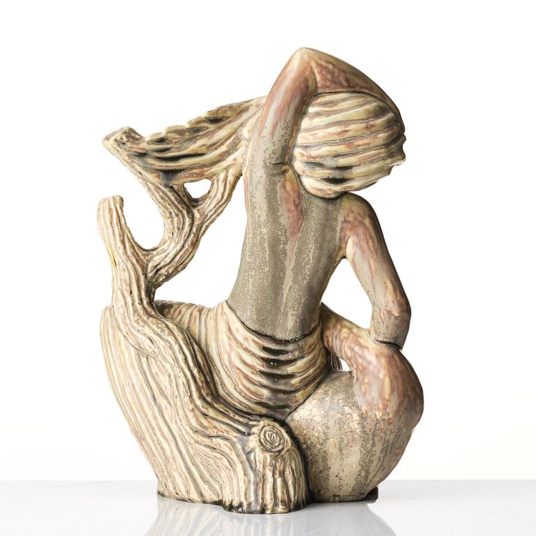 Stig Lindberg, a stoneware sculpture of 'Leda and the Swan', Gustavsberg, Sweden 1940-50s.