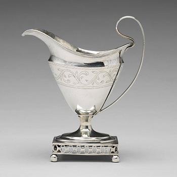 131. A Swedish 18th century parcel-gilt silver cream-jug, mark of Johan Henrik Frodell, Stockholm 1797.