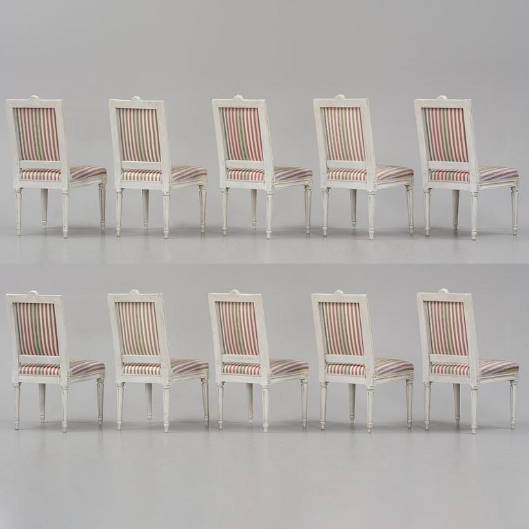 A set of ten Gustavian chairs by E. Öhrmark (master in Stockholm 1777-1813).