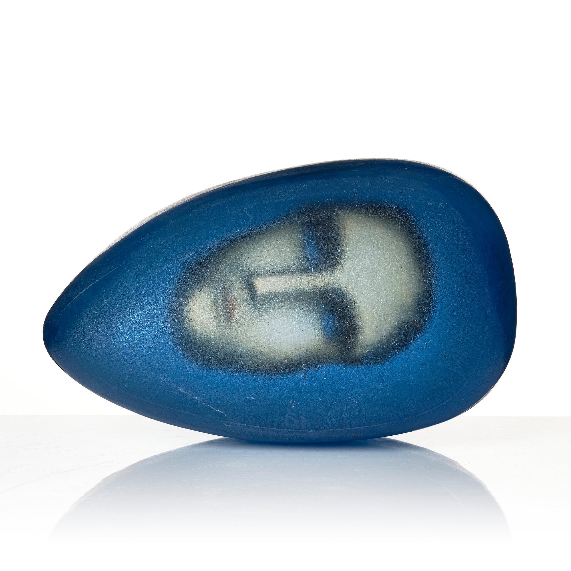 Bertil Vallien, a unique sand cast glass sculpture, 'Resting head', Kosta Boda, Sweden.