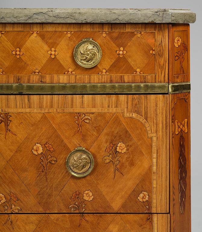 A Gustavian marquetry commode by J. Hultsten (master in Stockholm 1773-94).