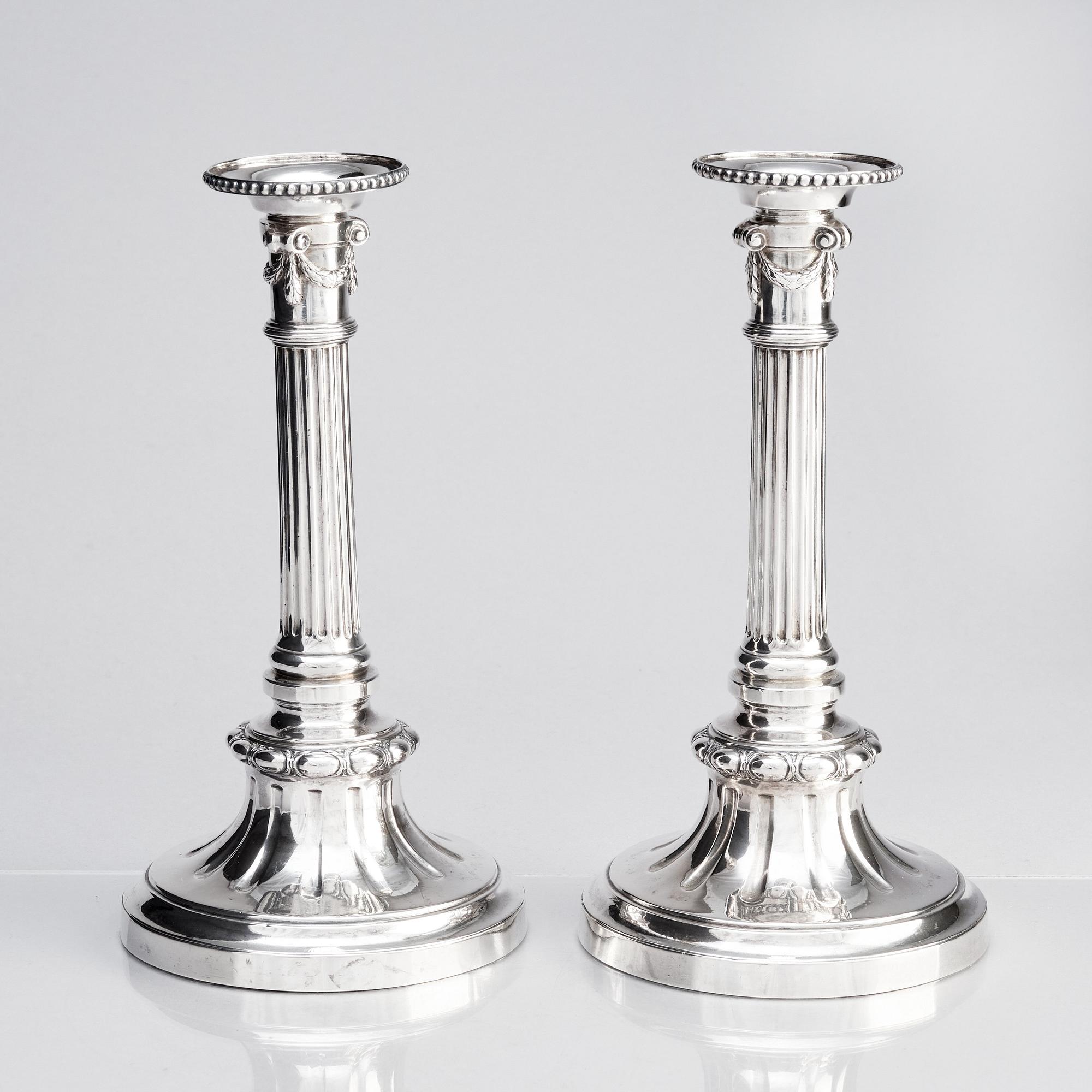 Pehr Zethelius, ljusstakar, ett par, silver, Stockholm 1779. Gustavianska.