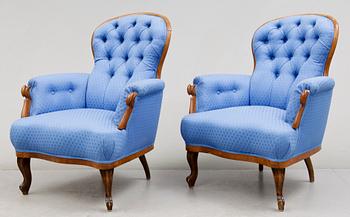 FÅTÖLJER, nyrokoko, 1800-talets slut.