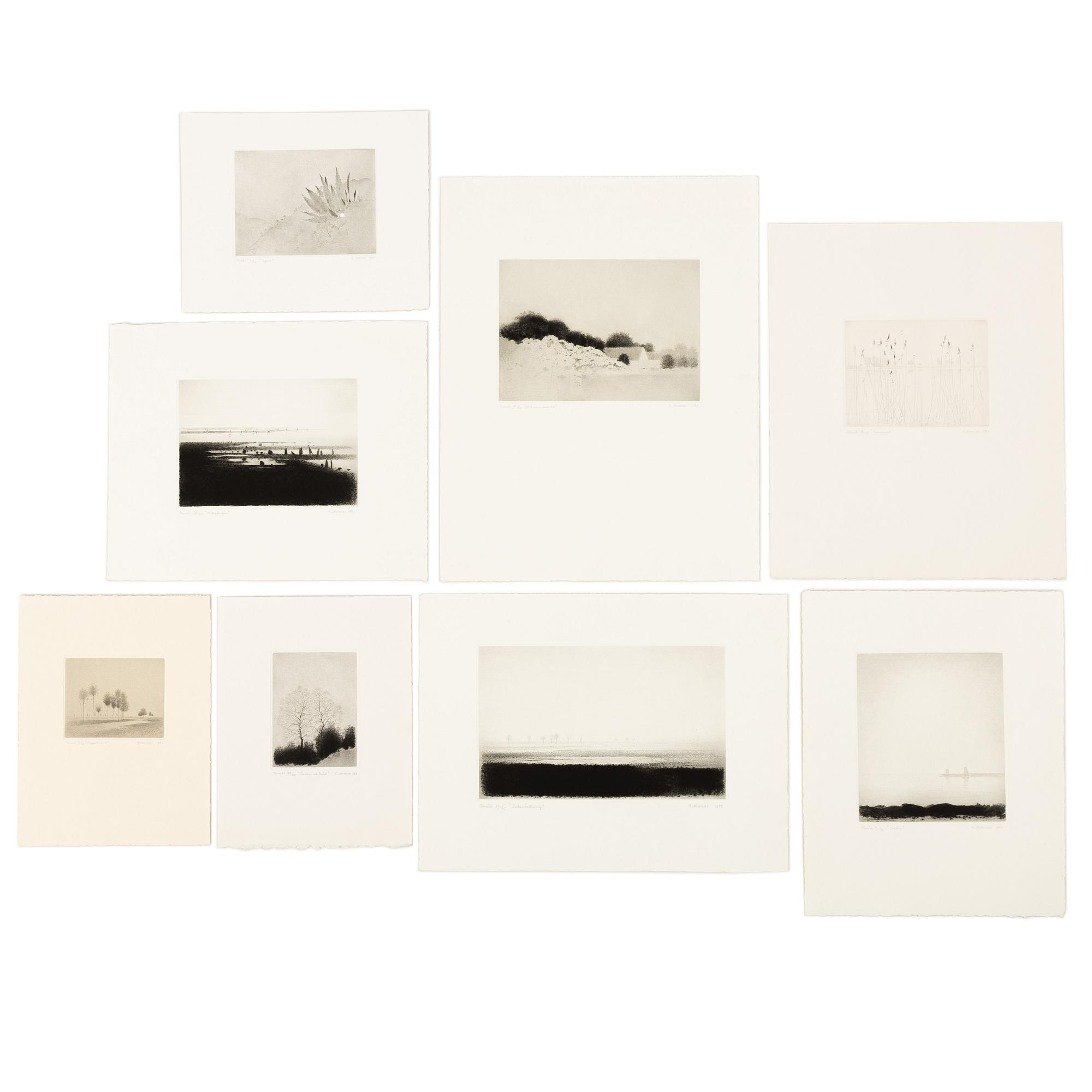 Gunnar Norrman, Drypoint etchings, 8, signed and numbered.