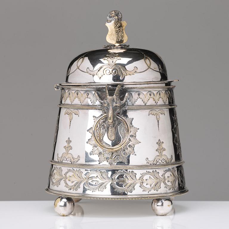 A 20th century plated jar and cover.