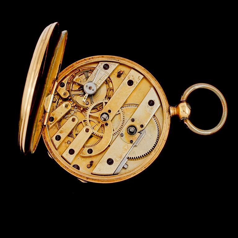 FICKUR, 18K guld samt klockställ, sekelskifte 1800/1900-tal.