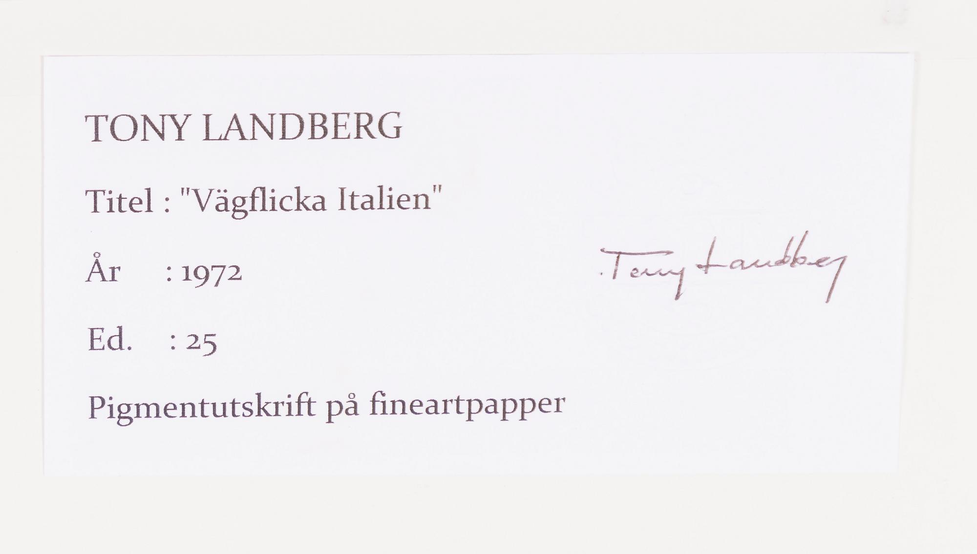Tony Landberg, "Vägflicka Italien", 1972.