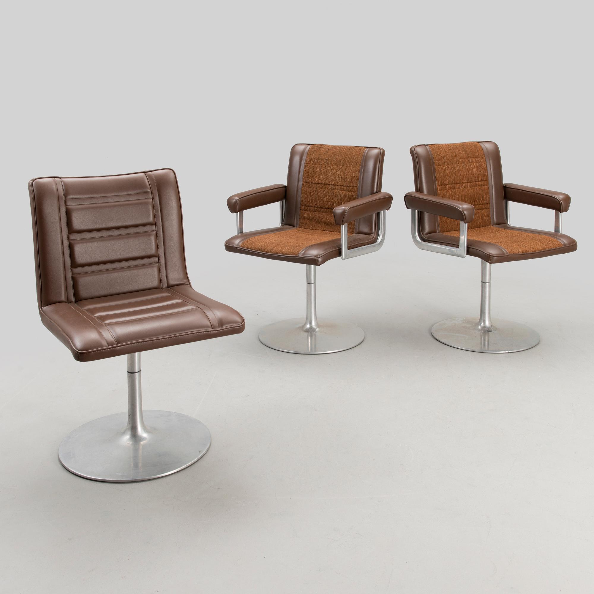 2+1 1960s 'Silver wing' armchairs for Asko, Finland.