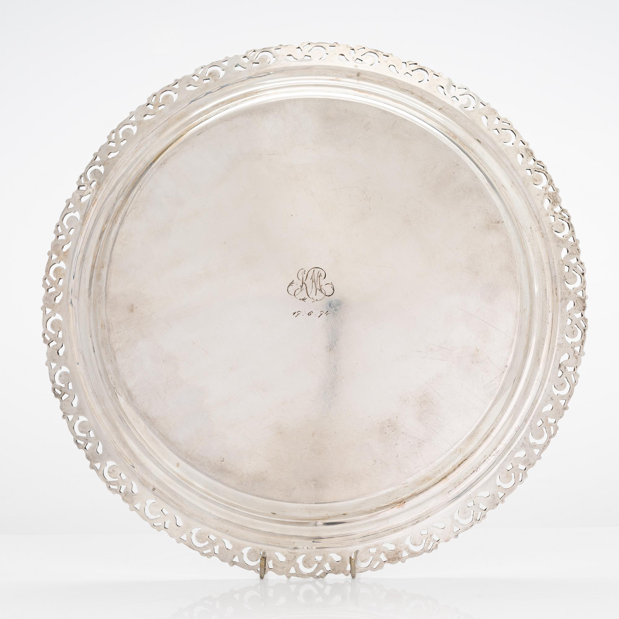 A silver tray, Italy, control marked Wasama & Co Oy, Helsinki 1968.