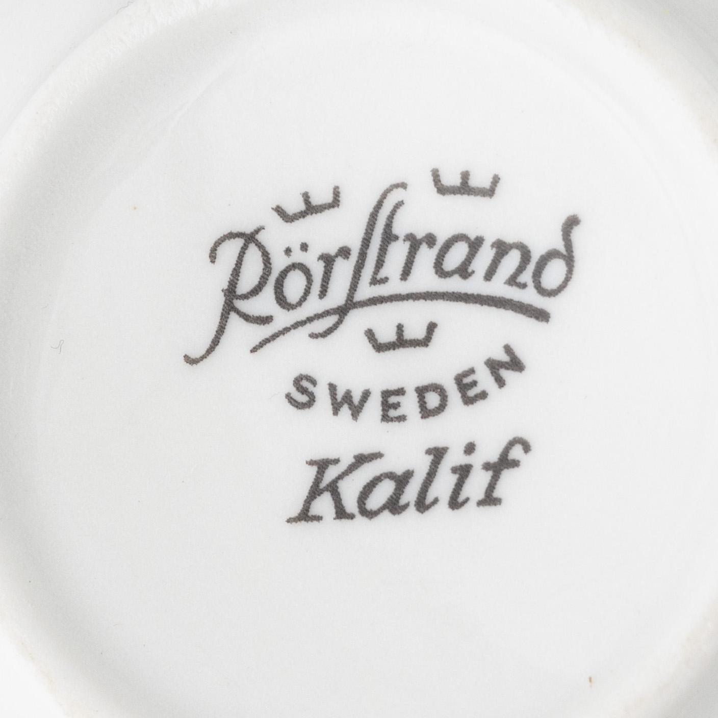 Koppar med fat, 11 st, porslin, "Kalif", Rörstrand.