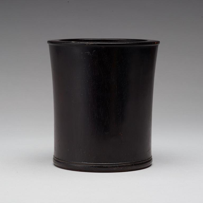 A chinese wooden brushpot, presumably Zitan, early 20th Century.