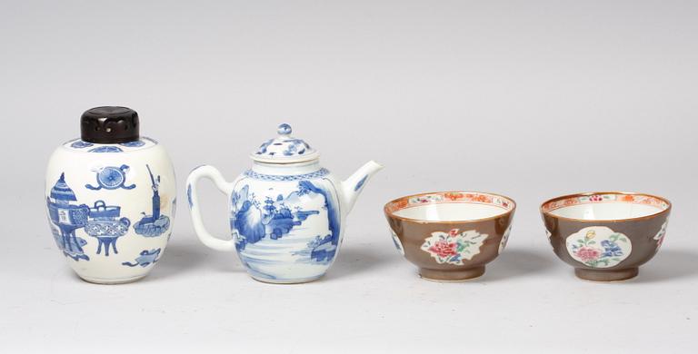 PARTI PORSLIN, 4 delar. Kina. 1700/1800-tal.
