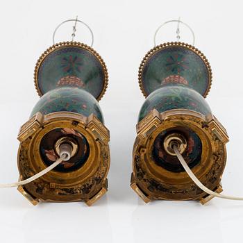 A pair of cloisonné table lamps, Japan, Meiji, circa 1900.