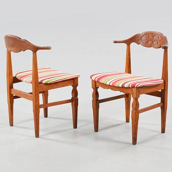 Six chairs designed by Henning Kjærnulf, made by EG Kvalitetsmøbler in the mid 20th century.