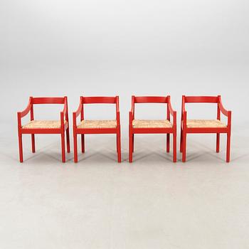 Vico Magistretti, four "Carimate" armchairs by Cassina, Italy, late 20th century.