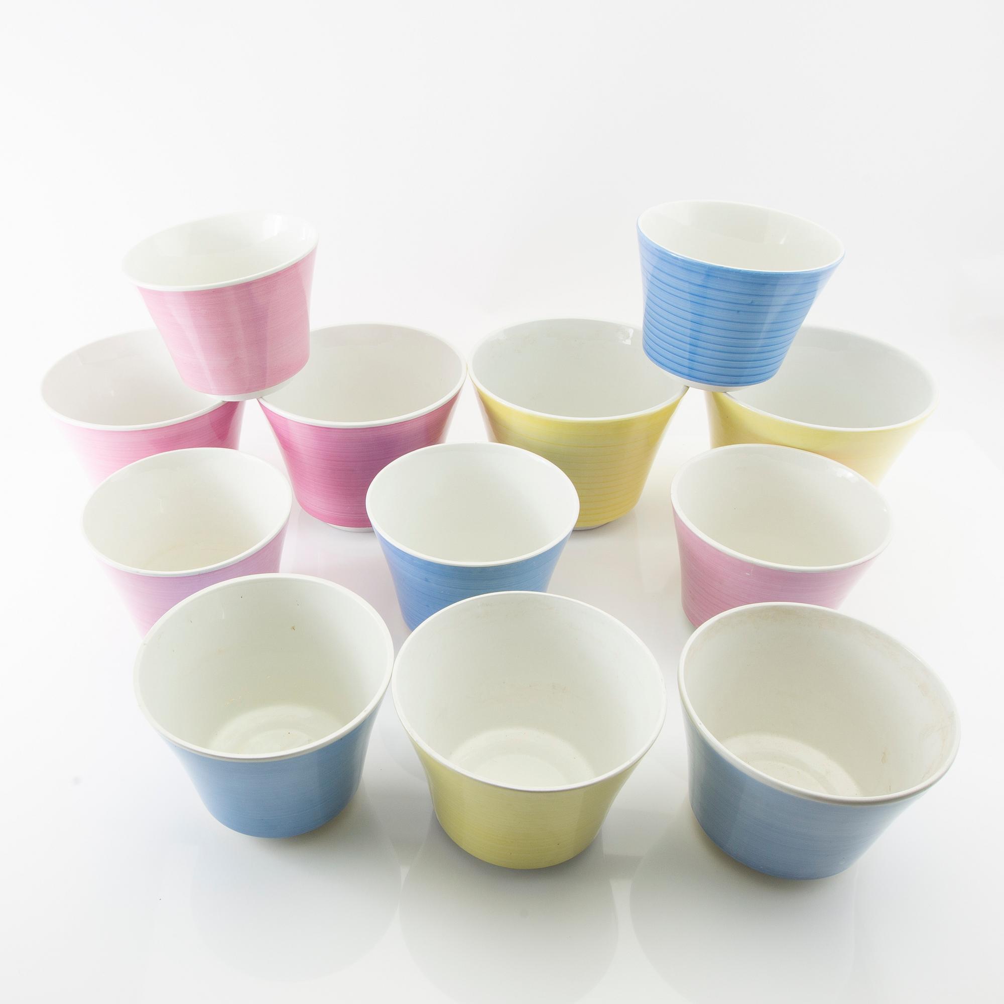 Stig Lindberg, ytterfoder 12 st "Colores" Gustavsberg flintgods.