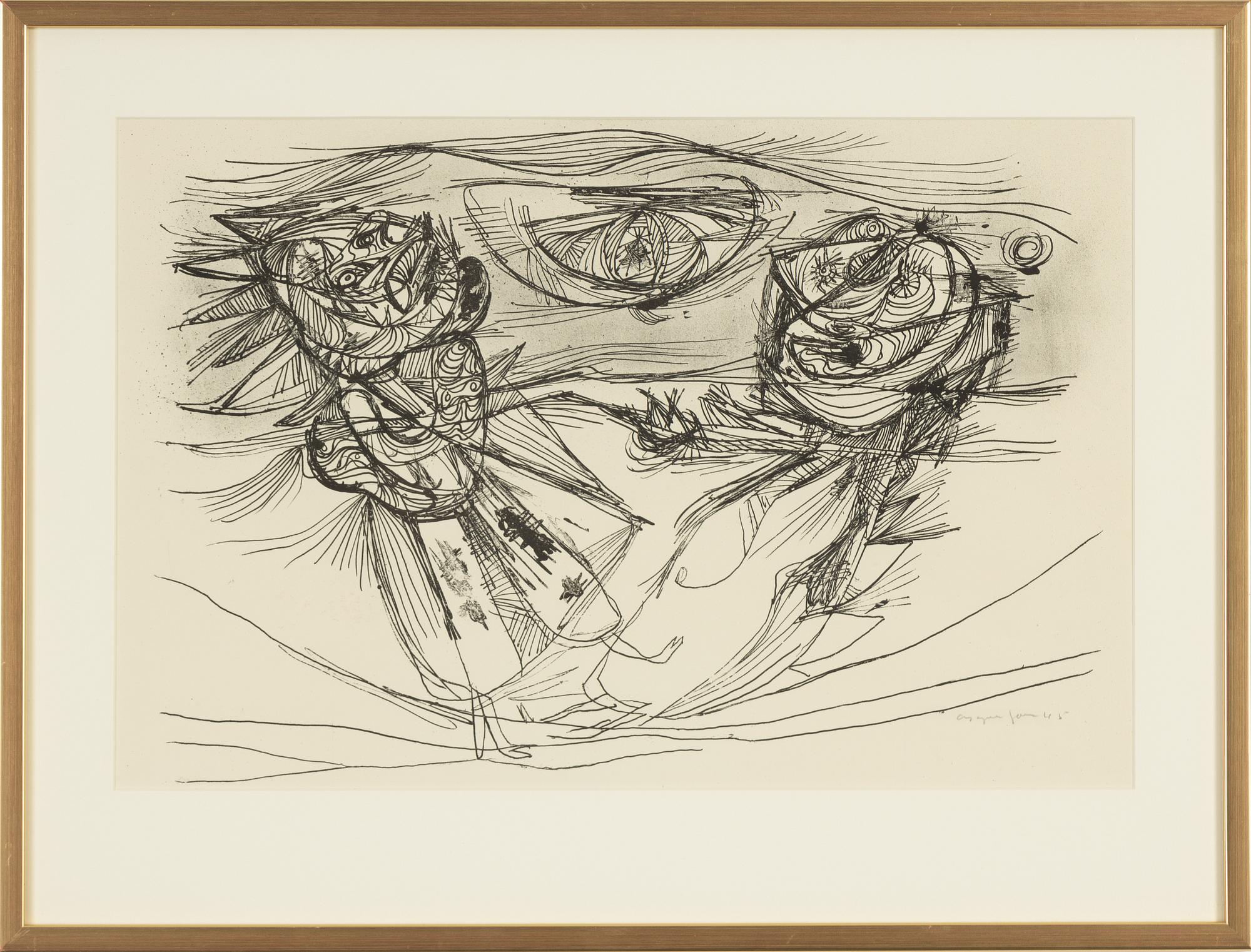 Asger Jorn, litografi, signerad och daterad -45.
