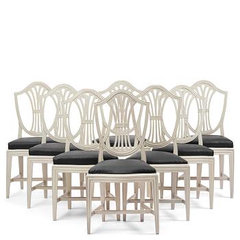 96. A set of eight late Gustavian chairs by J. E. Höglander (master in Stockholm 1777-1813).