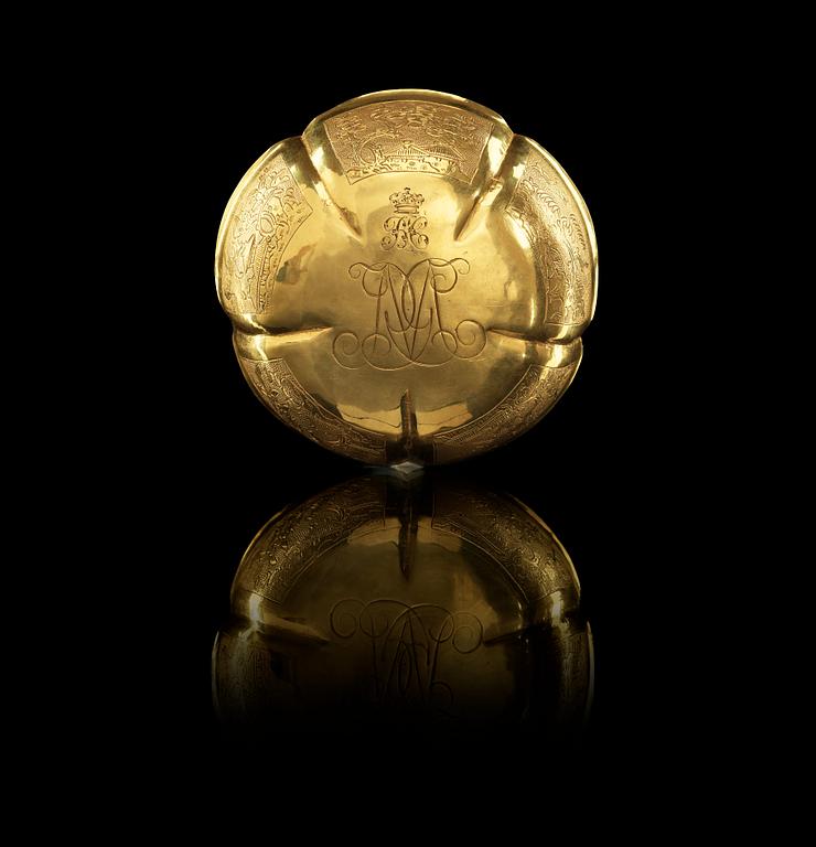SKÅL, guld. Qing dynastin, 1700-tal.
