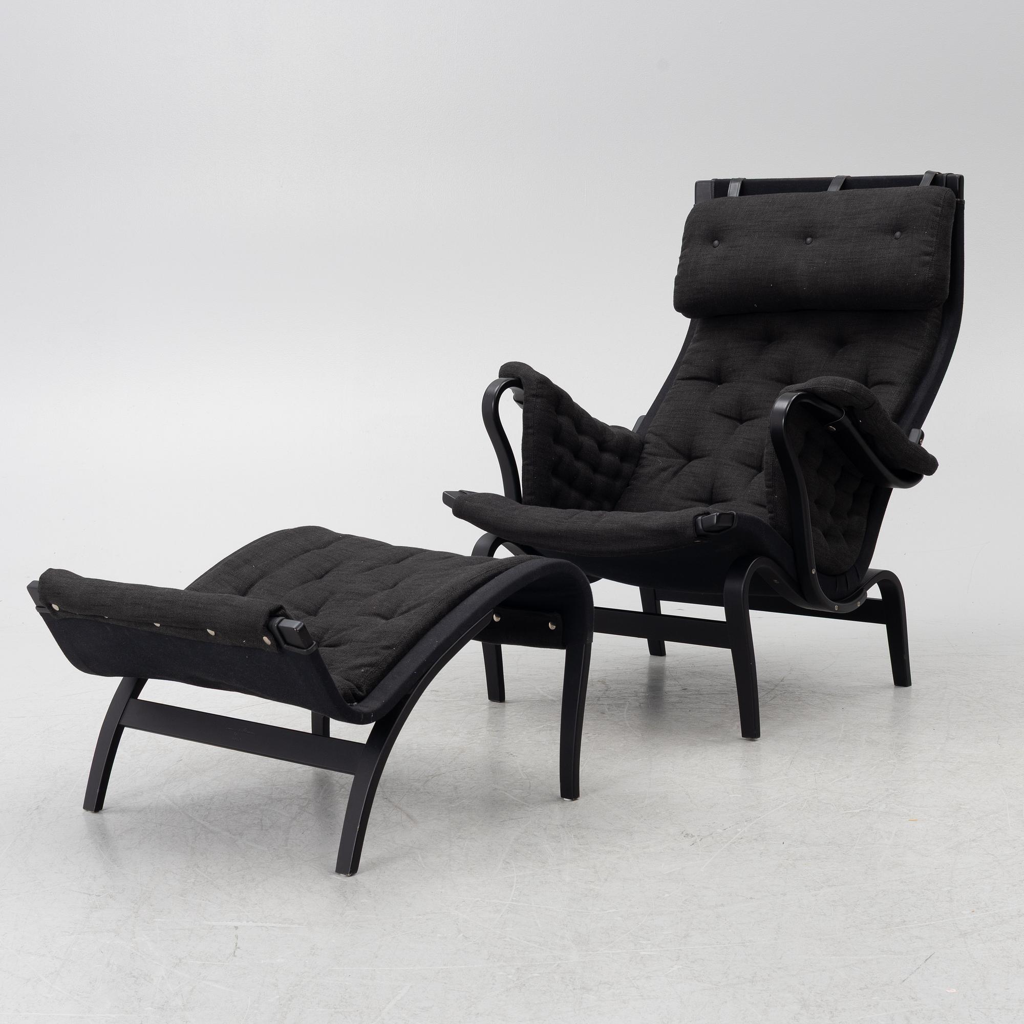Bruno Mathsson, Armchair with footstool, 'Pernilla', Dux.