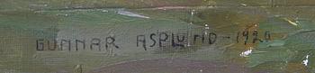 GUNNAR ASPLUND, olja på duk uppklistrad på pannå. Sign och dat 1920.