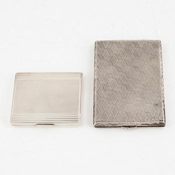 Cigarettetuier, 2 st, 925 resp 835 silver.