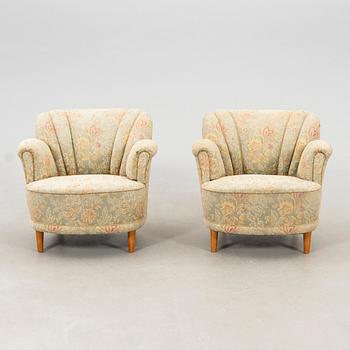 Armchairs, a pair from the 1940s.